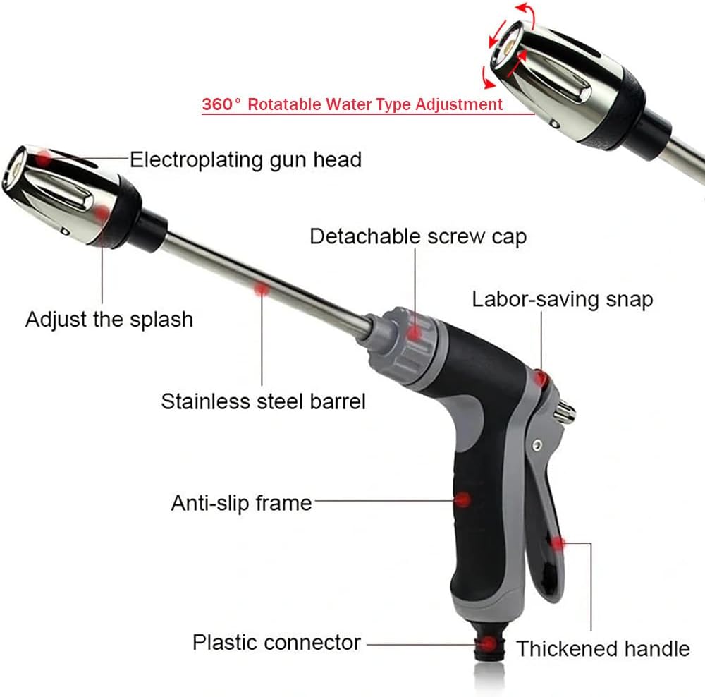 Aquoxis Pressure Washer – 15X More Powerful Than Hoses, Aquoxis Spray Nozzle, with 360° Rotating for Three Spray Modes, Easy Installation, Universal Compatibility (with Foam Pot + 3 Metal Connector)