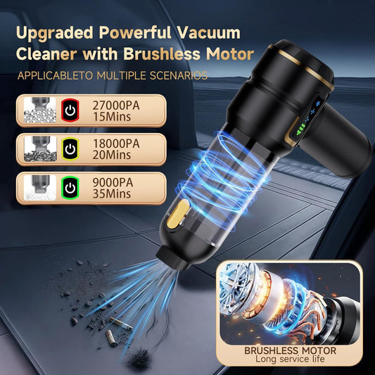 Handheld Vacuum Cleaner, Battery, Car Vacuum Cleaner, Cordless 27000Pa Mini Vacuum Cleaner, Rechargeable, Portable, Lightweight, Strong Car Vacuum, 220000 RPM Electric Dust Blower for Car