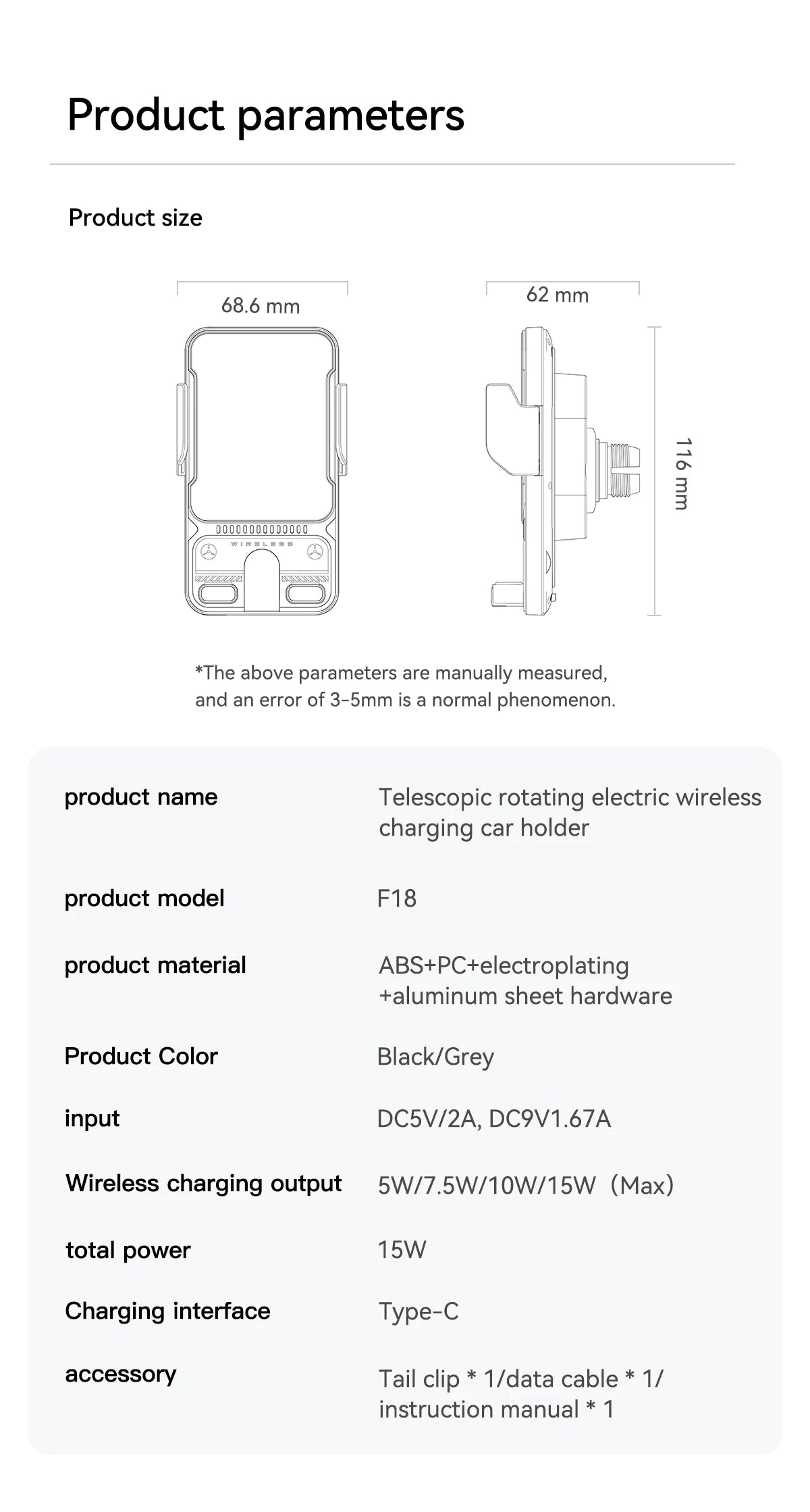 2026 NEW Design Double Motor 90 Degree Automatic Rotation 15W Fast Charging Car Holder Mount Auto-sensing with Atmosphere Light