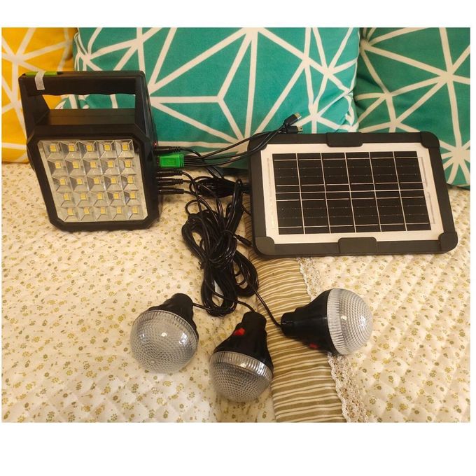 Solar charging panel( 6V,3.8W) for Mobile phone with USB interface, one-to-five charging cable, external one-to-three light bulbs (10W), lighting waterproof LED lamp (6000mAh lithium battery)