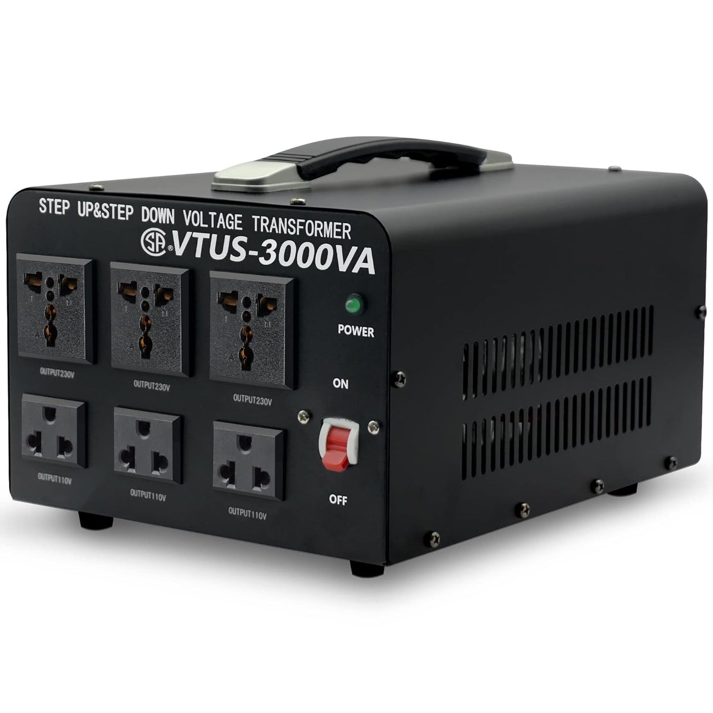 Cantonape Voltage Transformer Converter 3000 Watt Step Up/Down Convert from 110-120 Volt to 220-240 Volt and from 220-240 Volt to 110-120 Volt with 3 US Outlets, 3 Universal Outlets