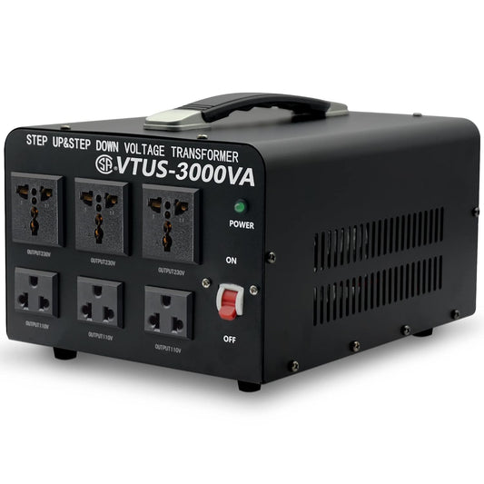 Cantonape Voltage Transformer Converter 3000 Watt Step Up/Down Convert from 110-120 Volt to 220-240 Volt and from 220-240 Volt to 110-120 Volt with 3 US Outlets, 3 Universal Outlets