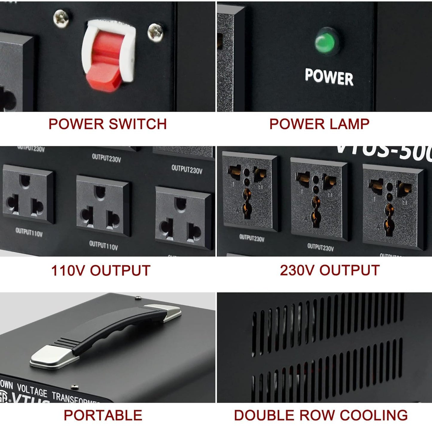 Cantonape Voltage Transformer Converter 3000 Watt Step Up/Down Convert from 110-120 Volt to 220-240 Volt and from 220-240 Volt to 110-120 Volt with 3 US Outlets, 3 Universal Outlets