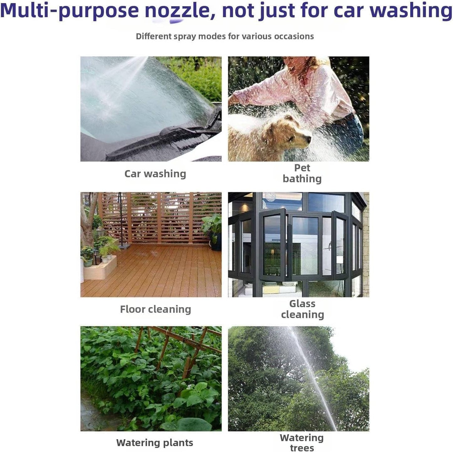 Aquoxis Pressure Washer – 15X More Powerful Than Hoses, Aquoxis Spray Nozzle, with 360° Rotating for Three Spray Modes, Easy Installation, Universal Compatibility (with Foam Pot + 3 Metal Connector)