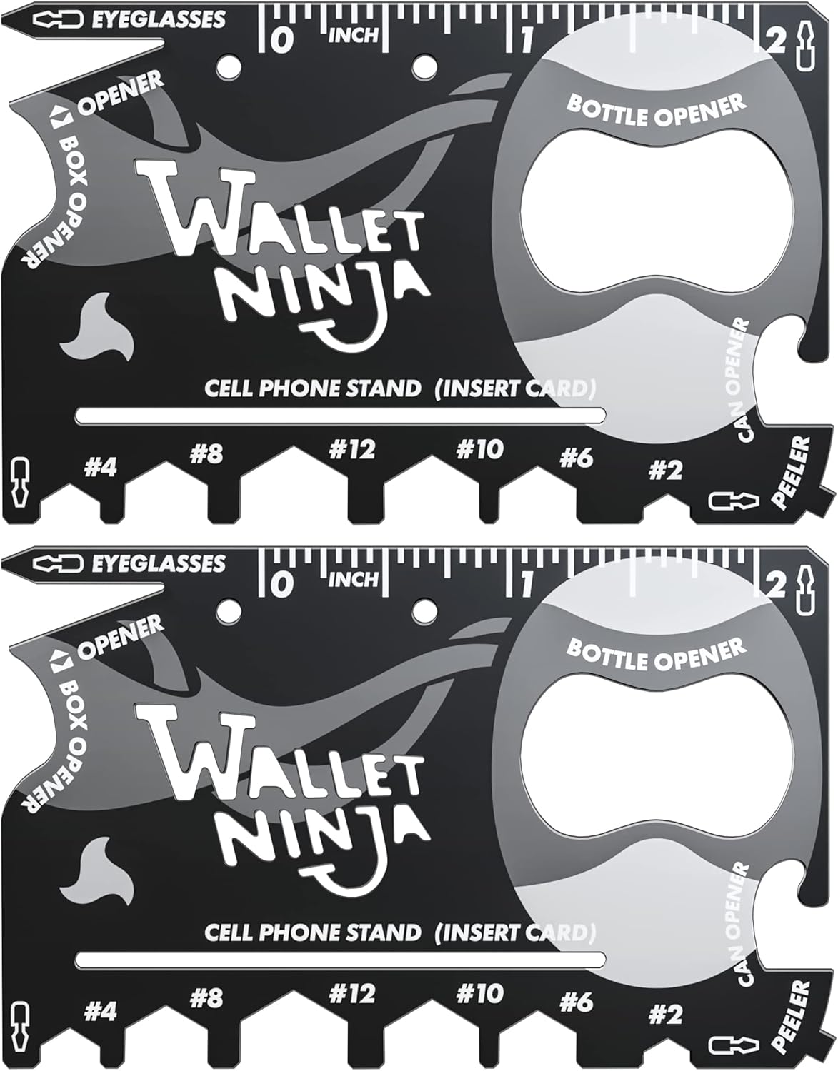 Wallet Ninja Multitool Card – 18 in 1 Credit Card Size Multi-Tool for Quick Repairs, EDC Survival Gear, Bottle Opener, Camping – Cool Gadget and Stocking Stuffer – Black (3)