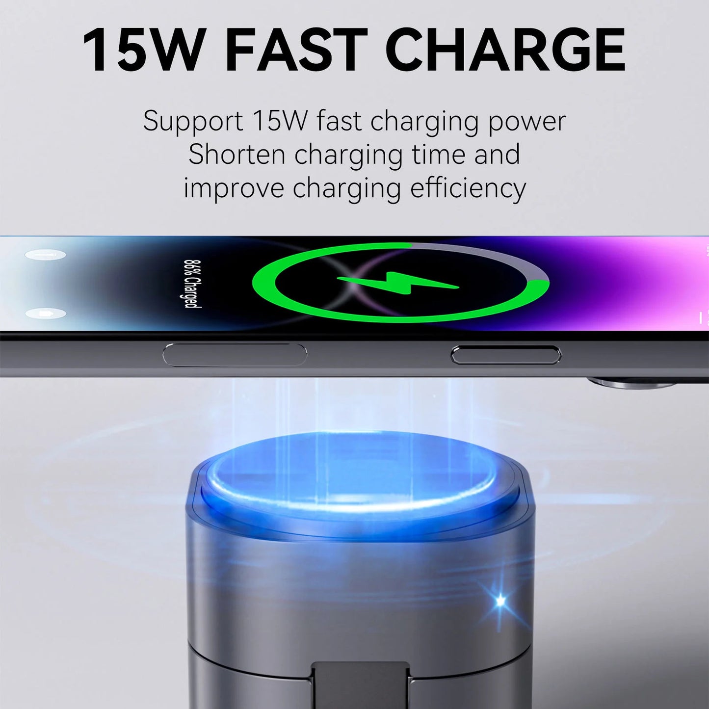 Auto-Folding Magnetic Charging Cube - 3-in-1 Wireless Fast Charger Station with LED Display for IPhone, Apple Watch