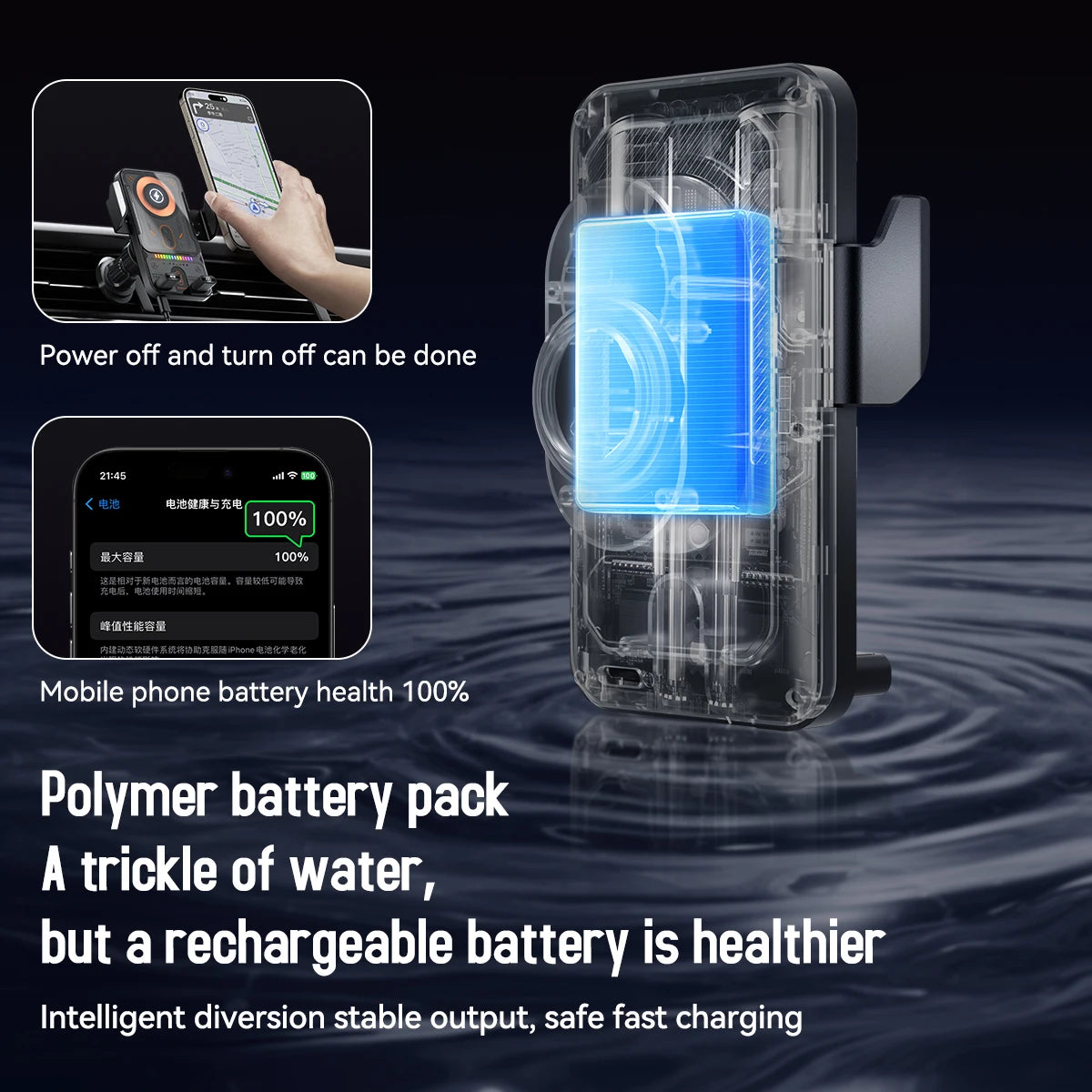 2026 NEW Design Double Motor 90 Degree Automatic Rotation 15W Fast Charging Car Holder Mount Auto-sensing with Atmosphere Light