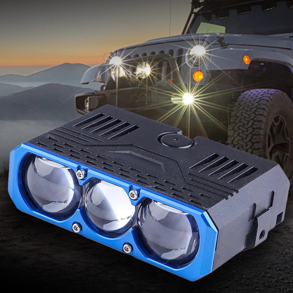 Car Spotlights Led Grille Lights with DRL Dual Fans Driving Fog Work Light External Auxiliary Light Off-road Vehicle Truck