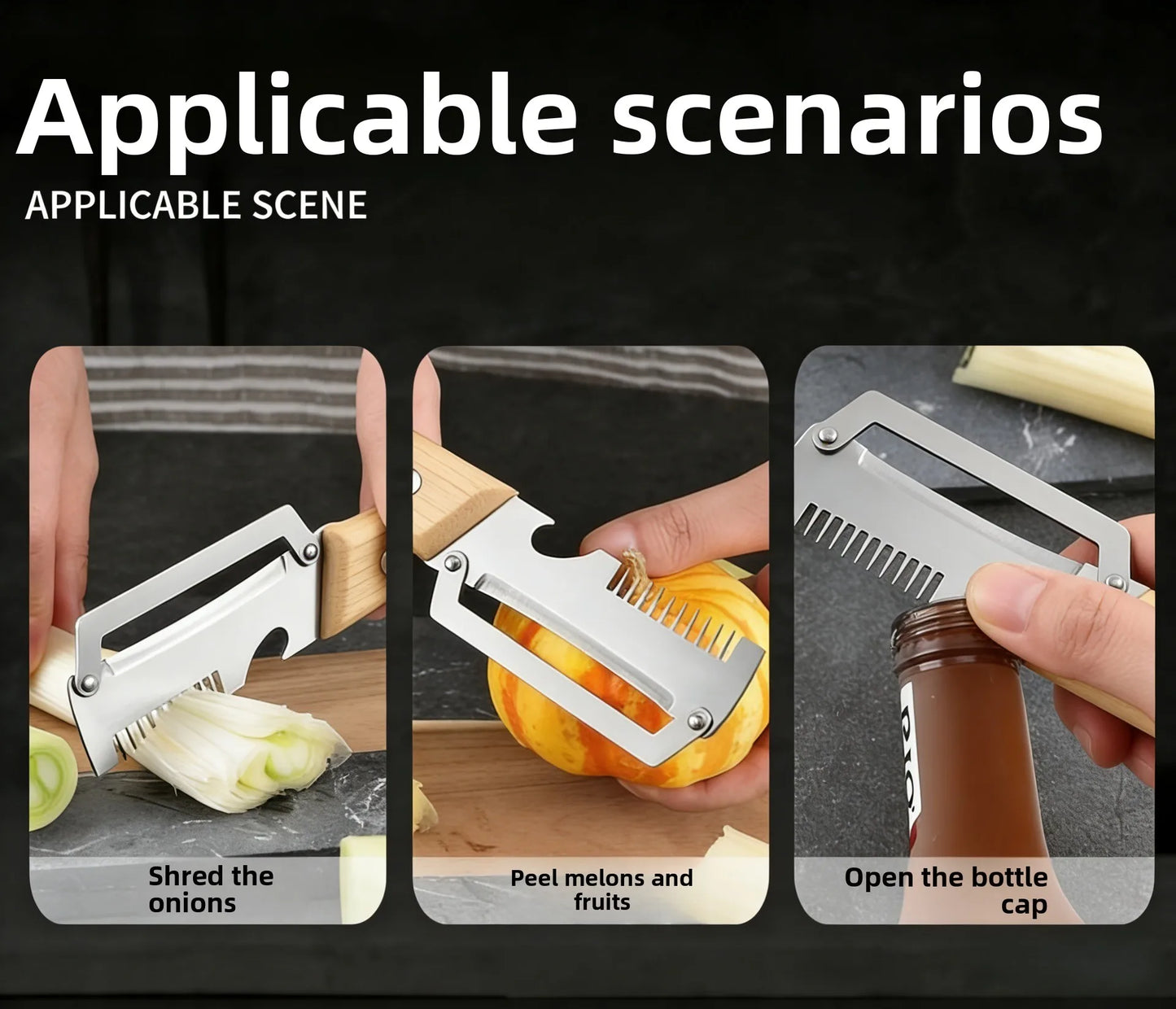 Pro-Chef™ 3-in-1 Stainless Kitchen Tool - Scallion Cutter & Bottle Opener