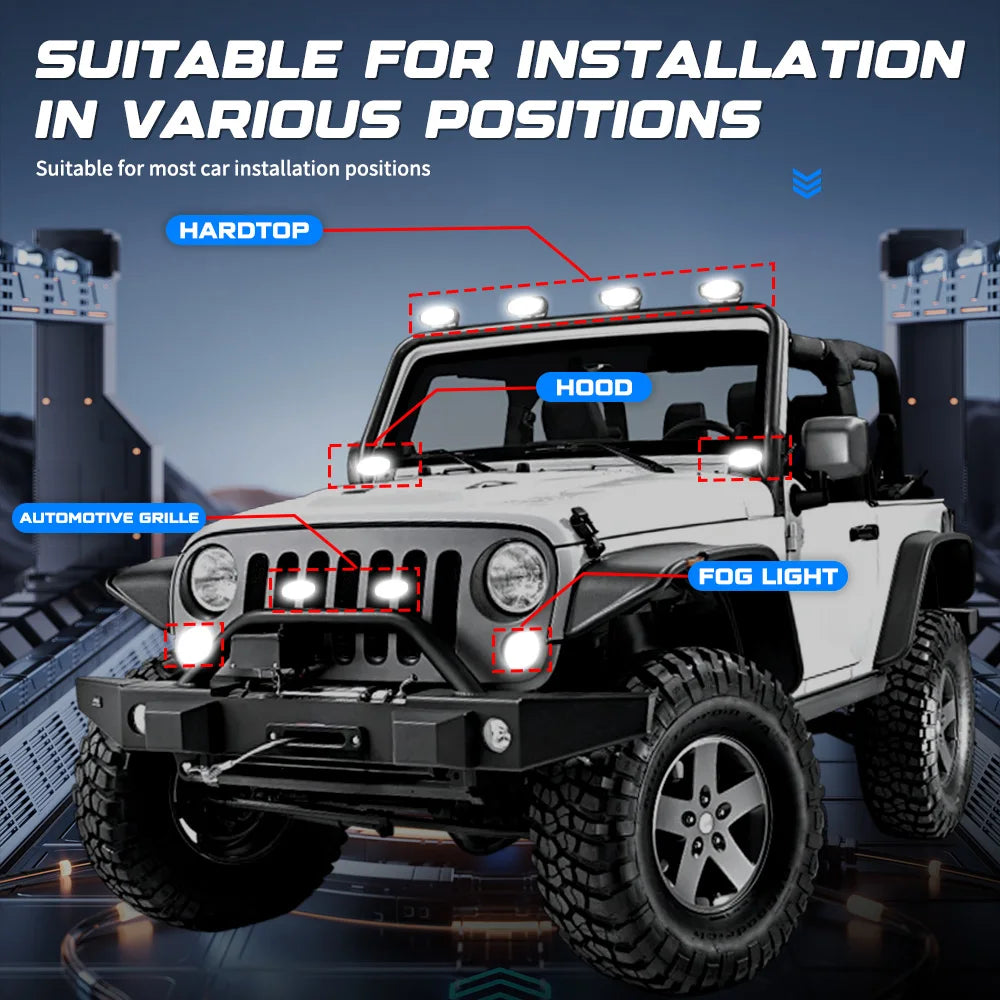 Car Spotlights Led Grille Lights with DRL Dual Fans Driving Fog Work Light External Auxiliary Light Off-road Vehicle Truck