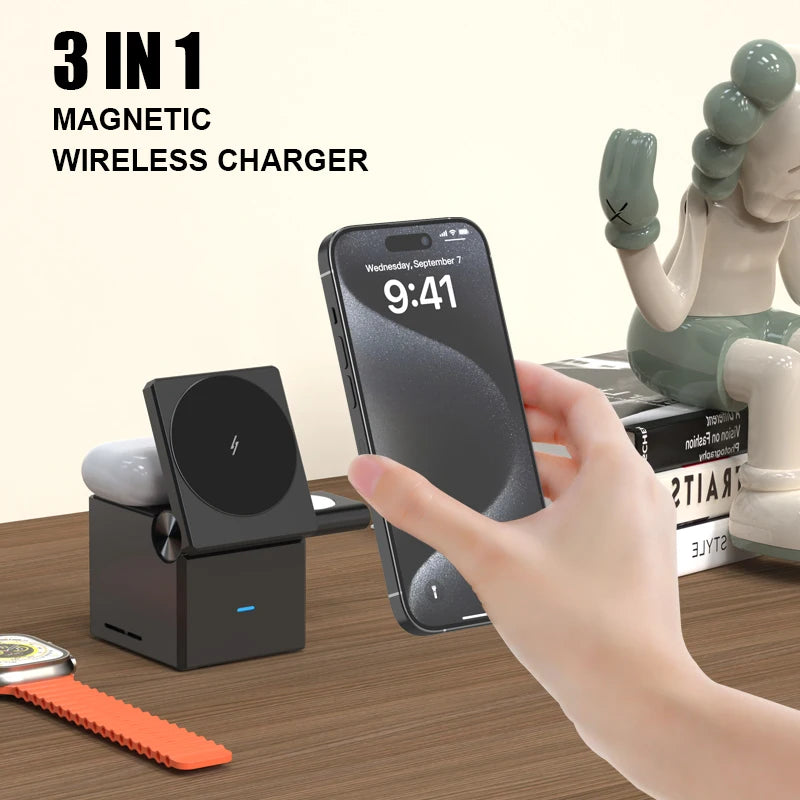 Mag-Cube™ 3-in-1 Magnetic Wireless Charging Station - iPhone, Watch, AirPods