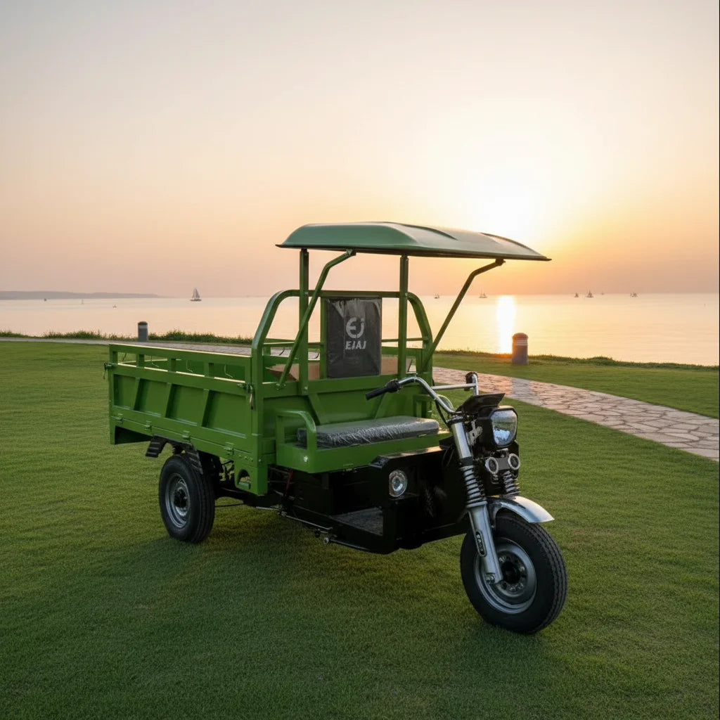 Heavy-Duty Electric 3-Wheeler with 5000W Motor, Mechanical Gear Shift & Hydraulic Brake for All-Weather Cargo Delivery