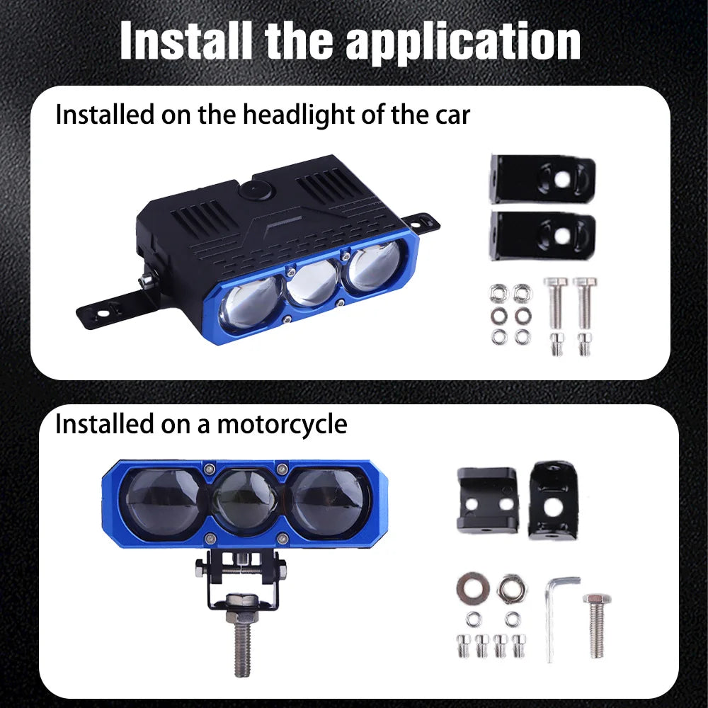 Car Spotlights Led Grille Lights with DRL Dual Fans Driving Fog Work Light External Auxiliary Light Off-road Vehicle Truck