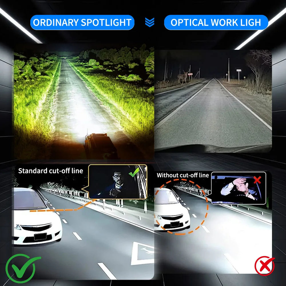 Car Spotlights Led Grille Lights with DRL Dual Fans Driving Fog Work Light External Auxiliary Light Off-road Vehicle Truck