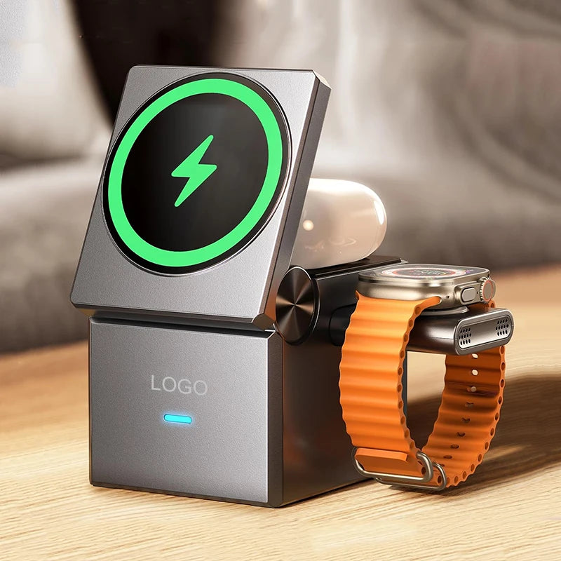 Mag-Cube™ 3-in-1 Magnetic Wireless Charging Station - iPhone, Watch, AirPods