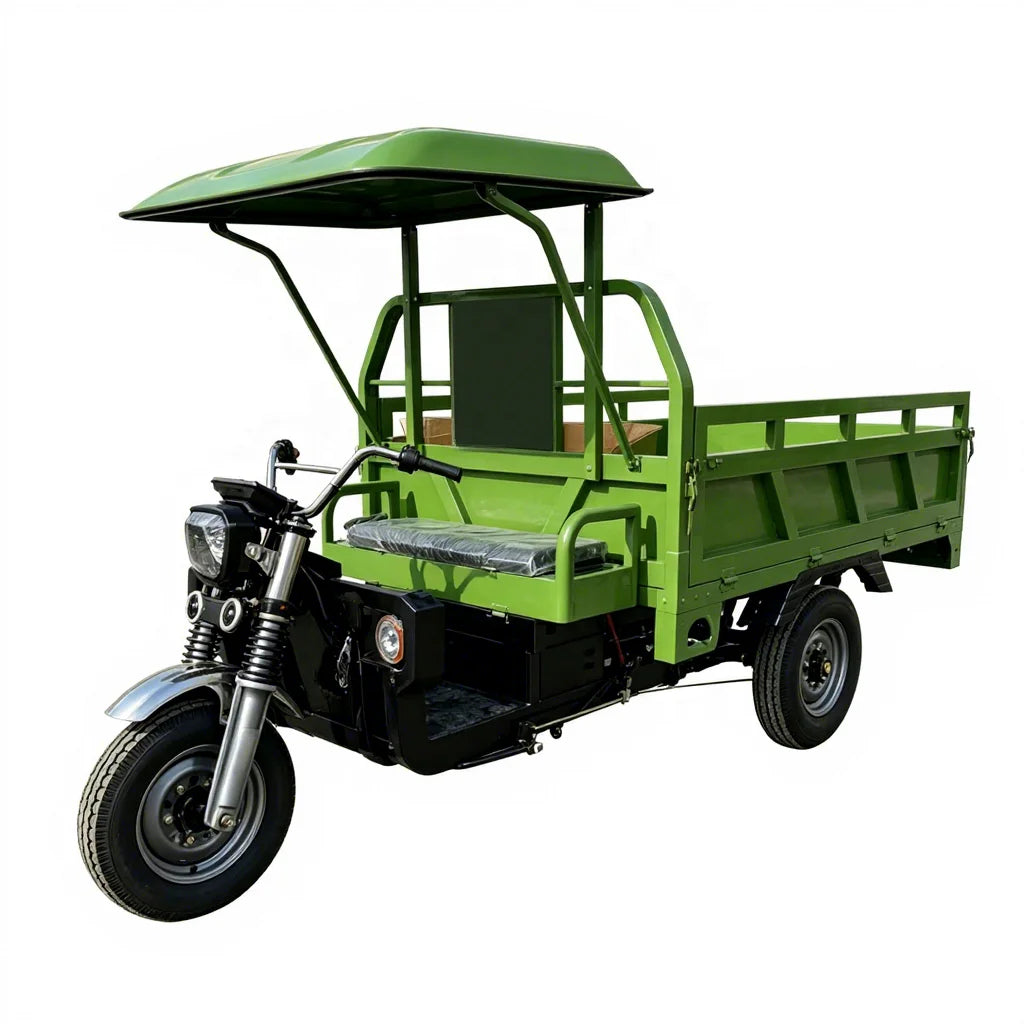 Heavy-Duty Electric 3-Wheeler with 5000W Motor, Mechanical Gear Shift & Hydraulic Brake for All-Weather Cargo Delivery